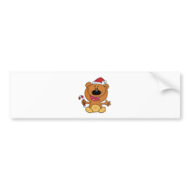 silly candy cane santa christmas bear bumper stickers