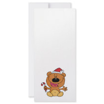 silly candy cane santa christmas bear full color rack card