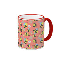Silly Cartoon Bees Pattern Coffee Mugs
