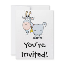 silly cartoon billy goat invitations