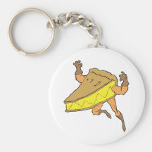 silly cartoon superhero strong pumpkin pie slice key chains