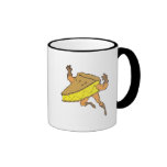 silly cartoon superhero strong pumpkin pie slice mug