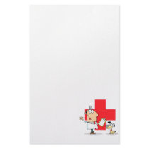 Silly Cartoon Vet Veterinarian Stationery Paper