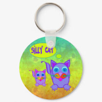 Silly Cat Says Keychain
