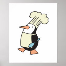 silly chef penguin print