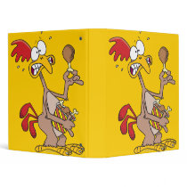 silly chicken holding bucket of chicken drumsticks 3 ring binder