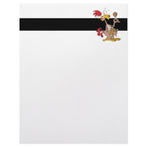 silly chicken holding bucket of chicken drumsticks letterhead design