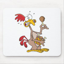 silly chicken holding bucket of chicken drumsticks mouse pad