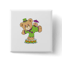 Silly Clown Teddy Bear Pinback Buttons