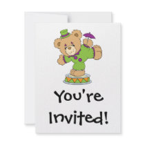 Silly Clown Teddy Bear Invitation