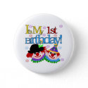 Silly Clowns 1st Birthday button