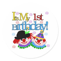 Silly Clowns 1st Birthday stickers by kids_birthdays Silly Clowns 1st Birthday stickers