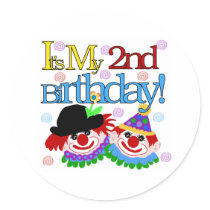 Silly  Clowns 2nd Birthday stickers