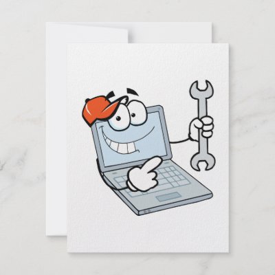 Learn Computer Repair Free on Silly Computer Repair Cartoon Laptop With Wrench Personalized