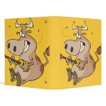 silly cow cartoon playing guitar vinyl binder