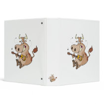 silly cow cartoon playing guitar binder