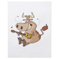 silly cow cartoon playing guitar full color flyer