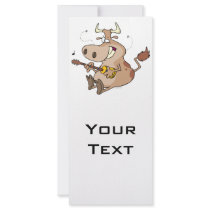 silly cow cartoon playing guitar rack card