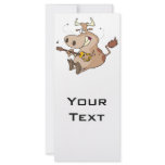 silly cow cartoon playing guitar rack card