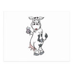 silly cow drinking milk post cards