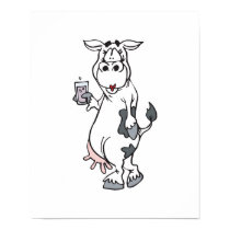 silly cow drinking milk posters