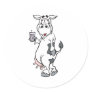 silly cow drinking milk round stickers