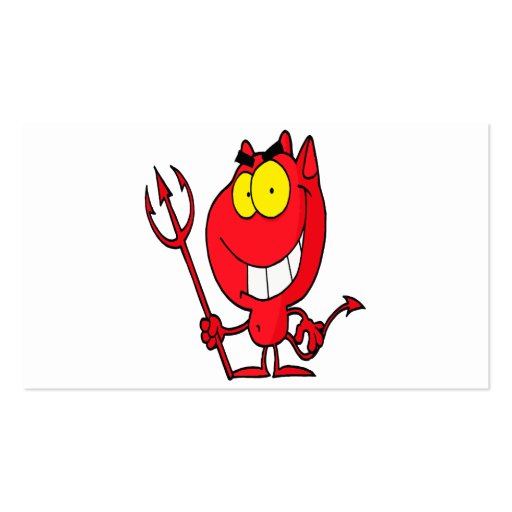 silly cute cartoon devil with pitchfork business card (back side)