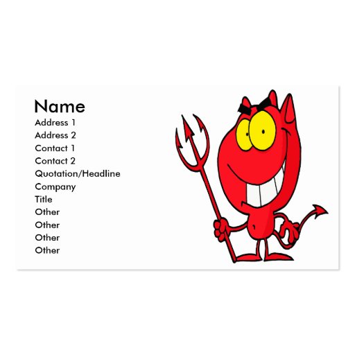 silly cute cartoon devil with pitchfork business card