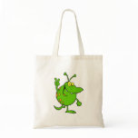 silly cute cartoon peace gesture alien dude bags