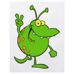 silly cute cartoon peace gesture alien dude flyers