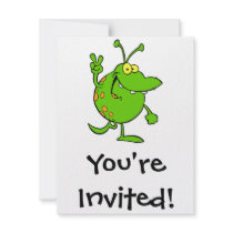 silly cute cartoon peace gesture alien dude custom invite