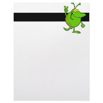silly cute cartoon peace gesture alien dude custom letterhead