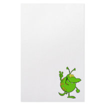 silly cute cartoon peace gesture alien dude customized stationery