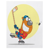 silly cute hockey player playing bear cartoon personalized flyer