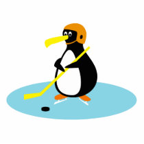 silly cute ice hockey penguin photo cut outs