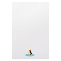 silly cute ice hockey penguin personalized stationery