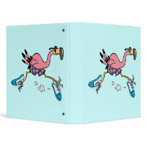 silly cute jogging running flamingo vinyl binders