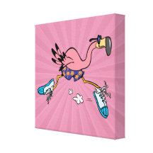 silly cute jogging running flamingo gallery wrapped canvas