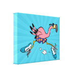 silly cute jogging running flamingo gallery wrap canvas