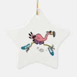silly cute jogging running flamingo christmas ornaments