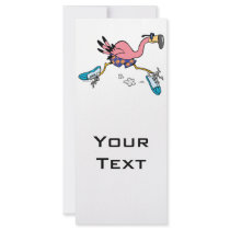 silly cute jogging running flamingo rack cards