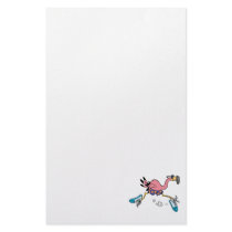 silly cute jogging running flamingo stationery paper