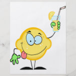 silly cute lemon cartoon drinking lemonade flyers