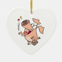 silly cute piggy pig cartoon eating junk food christmas tree ornament