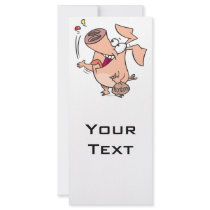silly cute piggy pig cartoon eating junk food customized rack card