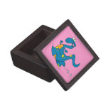 silly cute running blue dino dinosaur cartoon premium keepsake box