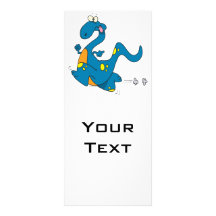 silly cute running blue dino dinosaur cartoon custom rack card