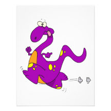 silly cute running purple dino dinosaur cartoon custom invitation