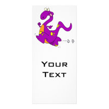 silly cute running purple dino dinosaur cartoon personalized rack card
