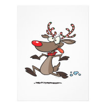 silly cute running rudolph reindeer custom invitations